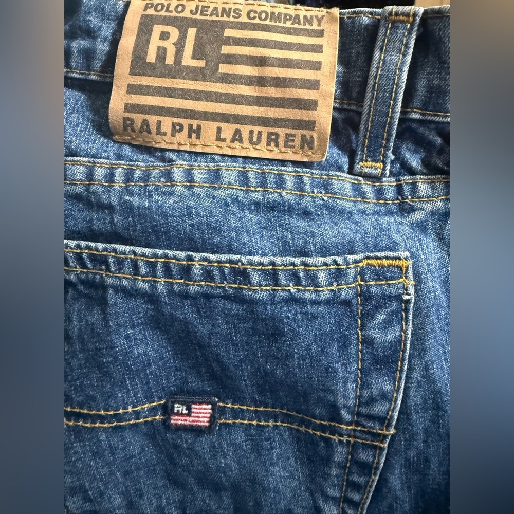 POLO Ralph Lauren Woman’s Hipster Flare Denim Blue Y2K Jeans - Picture 6 of 7